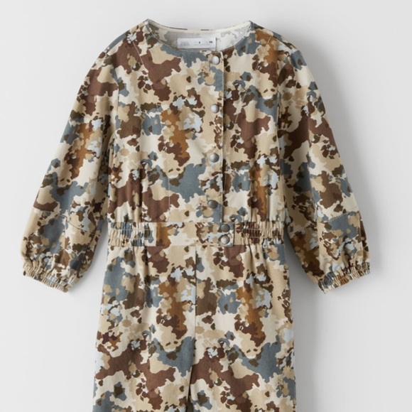 ZARA Kids Printed Fine-Waled Corduroy Jumpsuit - Picture 4 of 4